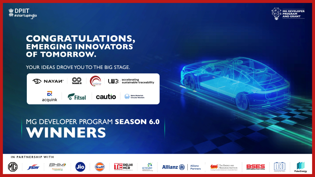 JSW MG Motor India announces winners of MG Developer Program Season 6.0 focused on Innovation in Automotive JSW MG Motor India announces winners of MG Developer Program Season 6.0 focused on Innovation in Automotive